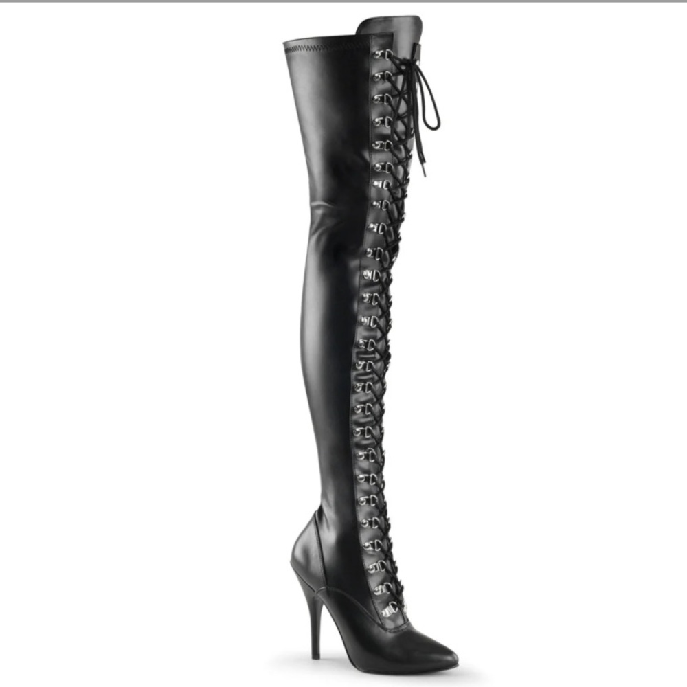 NWOT Vegan Leather Thigh High Heels size 11